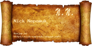 Nick Nepomuk névjegykártya
